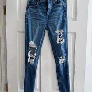 American Eagle Outfitters Ripped Blue Jeggings